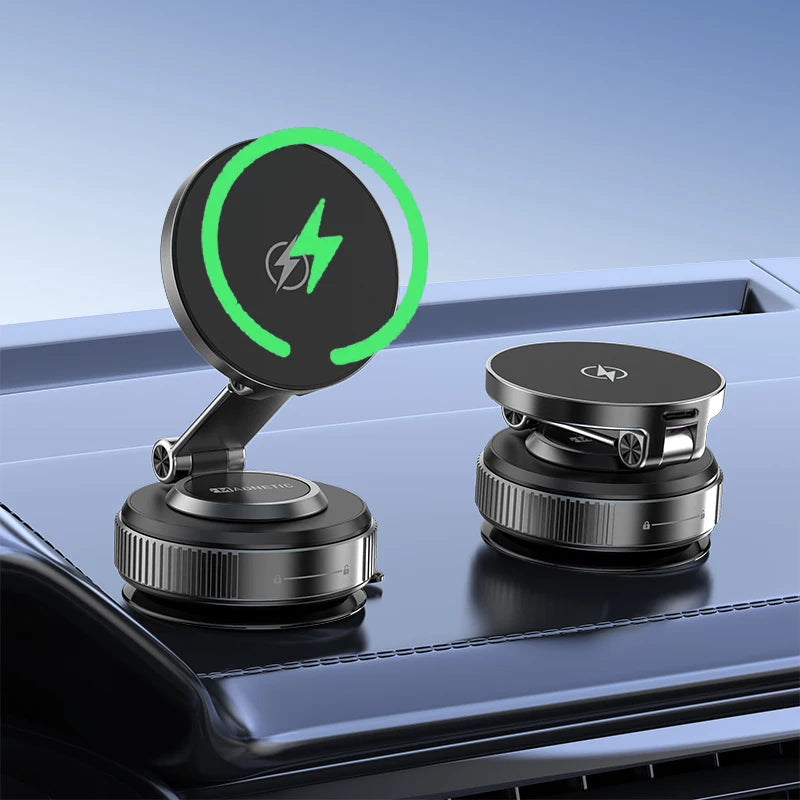 Magnetic Wireless Charger Holder Vacuum Phone Stand for Magsafe iPhone 16-12 Pro Max 360° Adjustable Suction Cup Car Dashboard