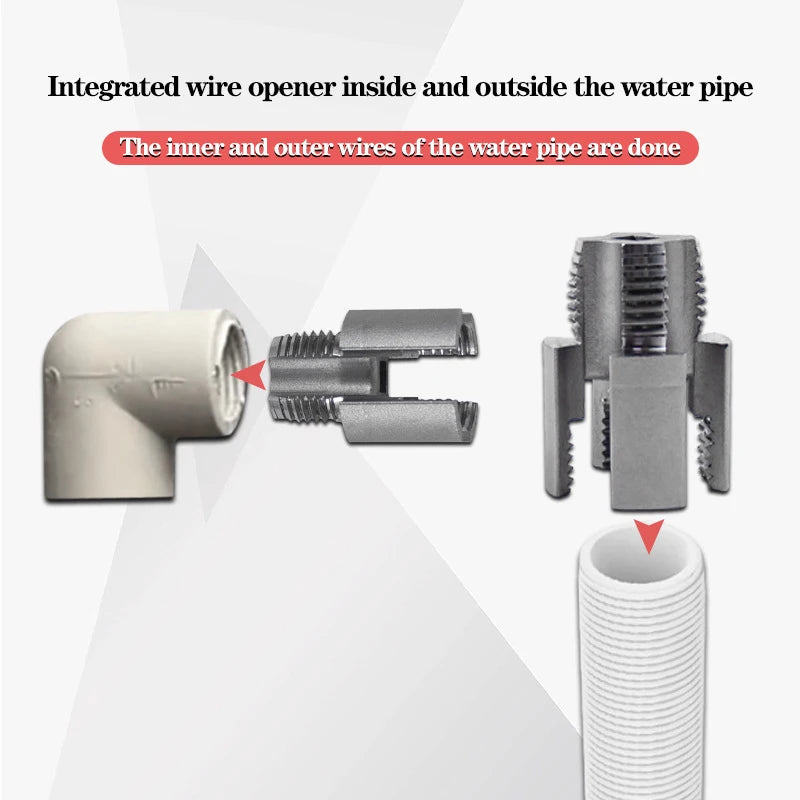 Pipe End Threading & Opening Tool - Handheld for 1/2" & 3/4" PPR/PVC, Creates Threads for Fittings & Opens Path for Wires/Cables