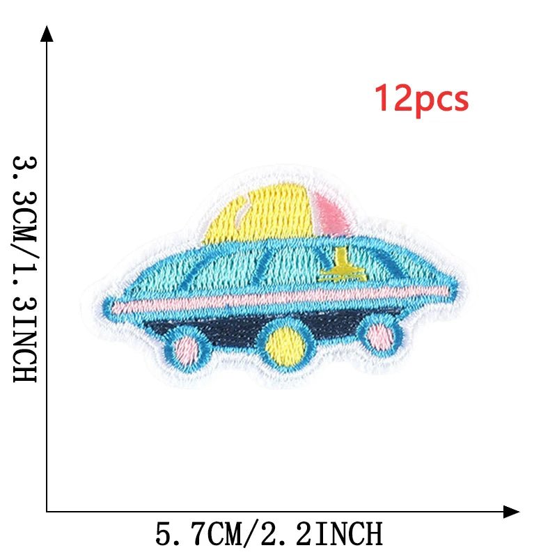 12pcs Lot Patches For Clothing Kids Boys Space Bulk Star UFO With Iron On Embroidered Diy Naszywka Thermal Parches Designer Sew