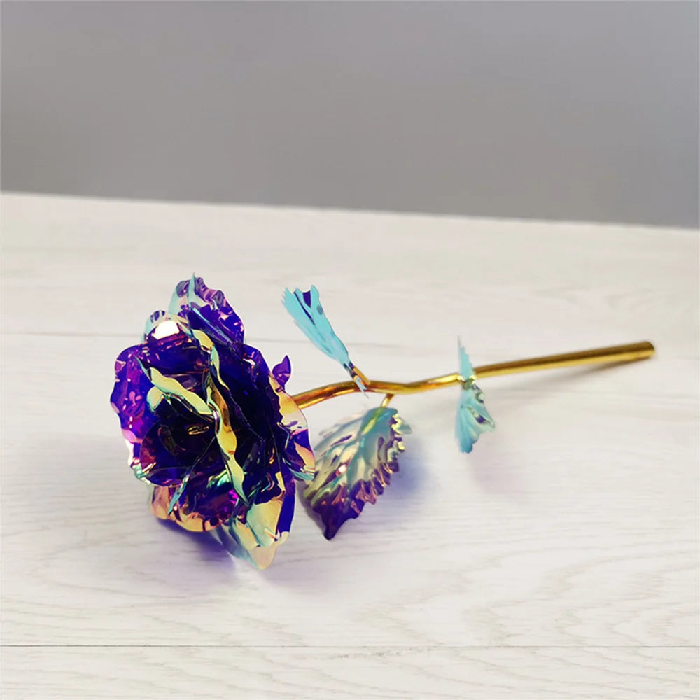 1pcs Artificial Flower Foil Rose Flower Valentine'S Day Gifts 24k Golden Plated Gold Rose Lasts Forever Love Flower For Wife