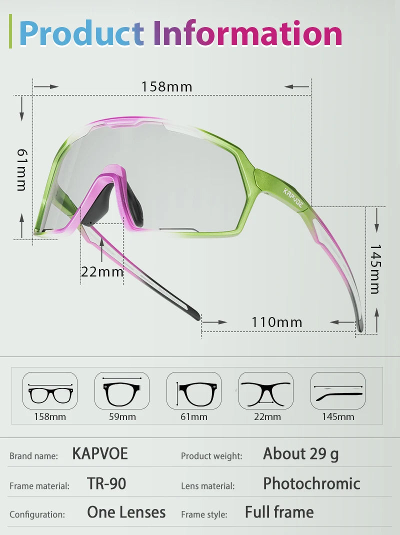 Kapvoe UV400 Photochromic Sunglasses on Sale Polarized Cycling Glasses