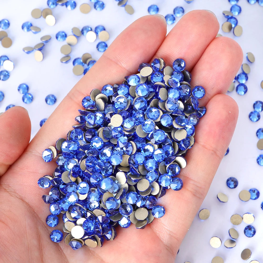 SS10-SS30 2088 Blue 8 Big 8 Small Non Hotfix Diy Strass Crystal Rhinestones Stick On Nail Art Decorations DIY Needlework Clothes