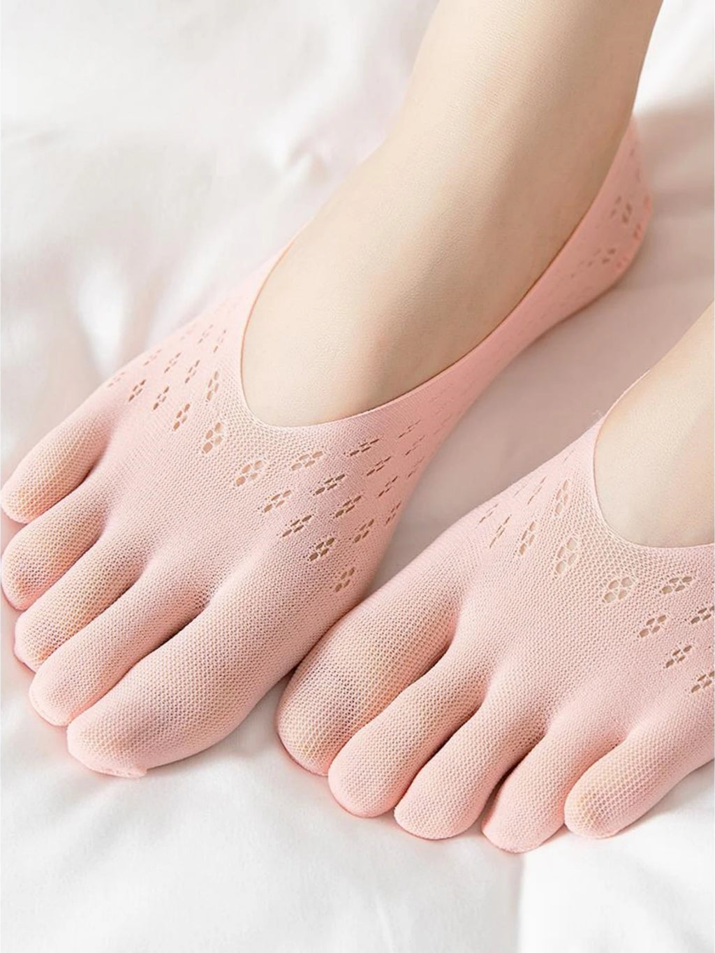 Women's Toe Socks, No Show Invisible Socks, Silicone Non-Slip Ladies Boat Socks, Low Cut, Breathable, Sweat Absorbing, Summer Thin