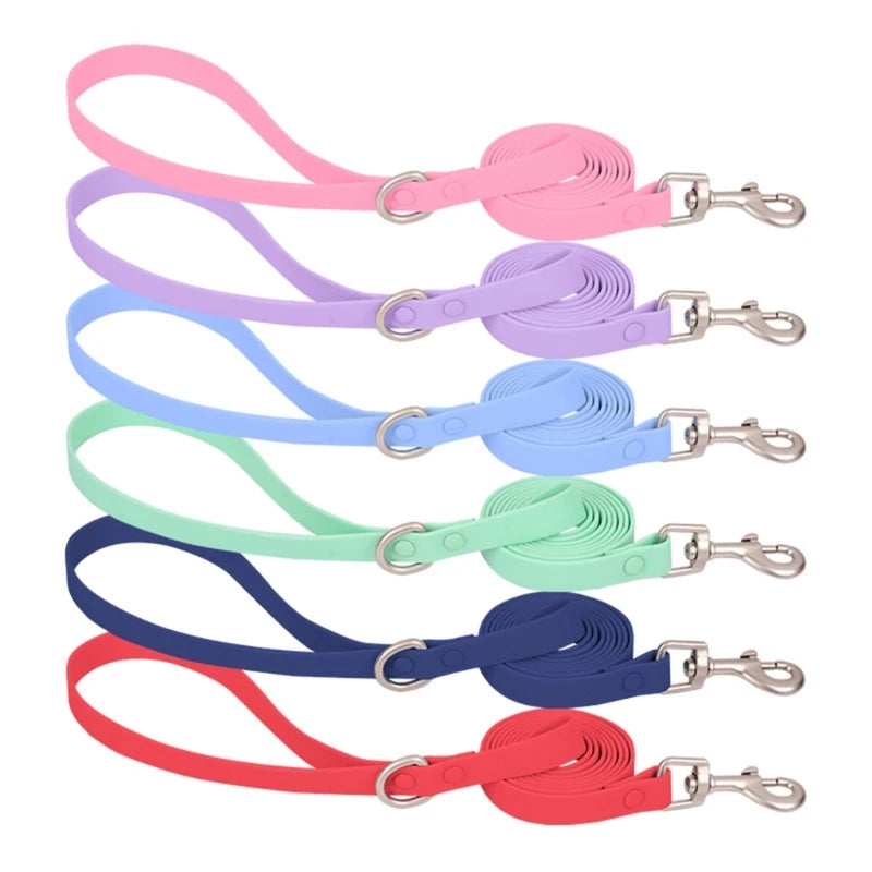 448B Waterproof Dog Collar Adjustable Length Macaron Color Pet Collar with Leash Large Dog Training Accessories