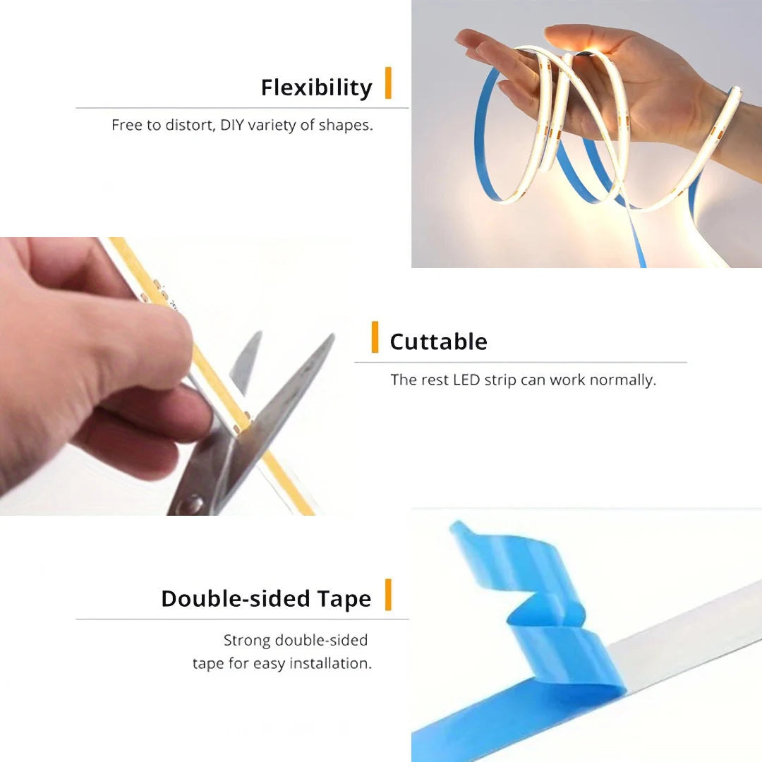 USB COB LED Strip with 3-Key Dimmer