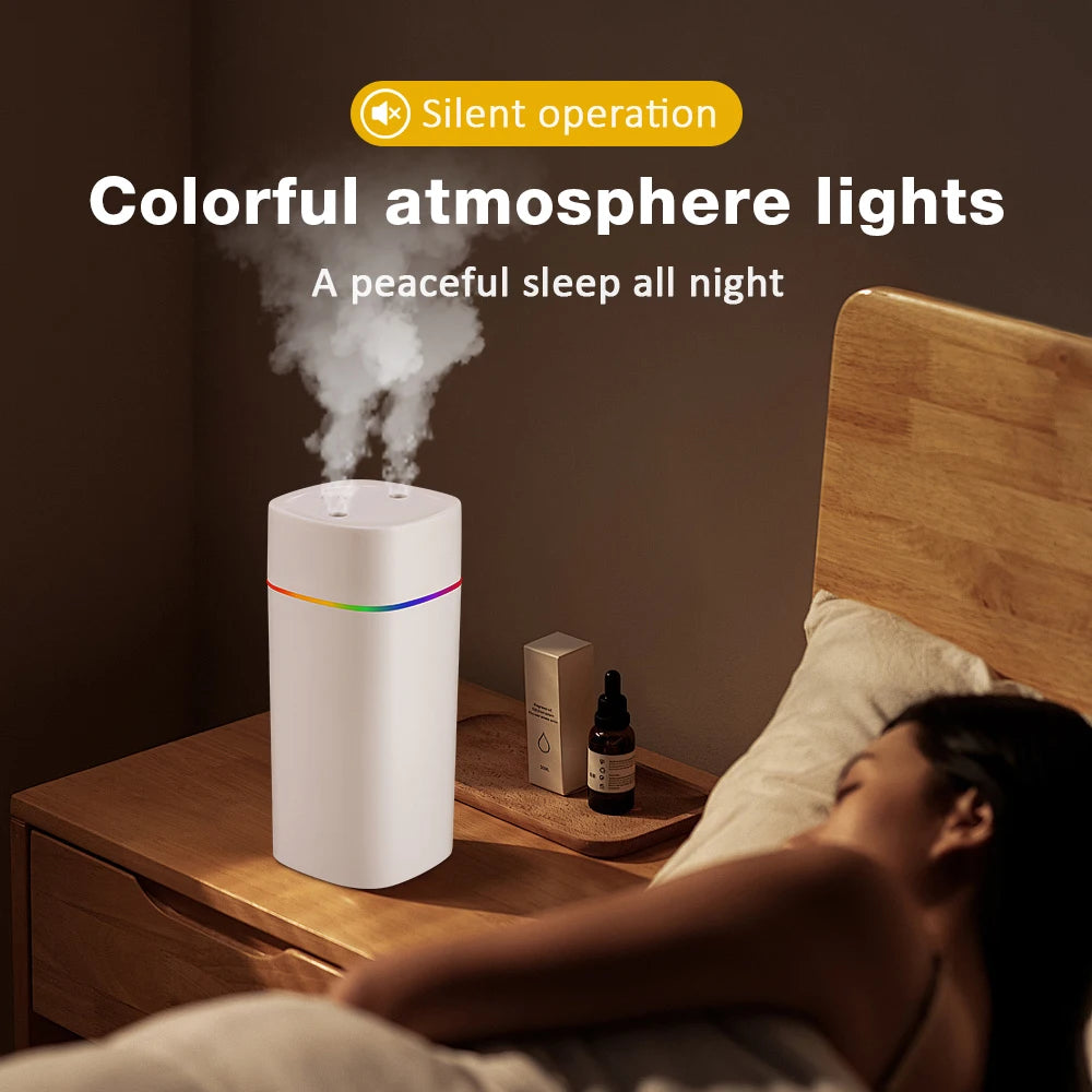 600ML Double-Spray Aroma Humidifier with Colorful Lights