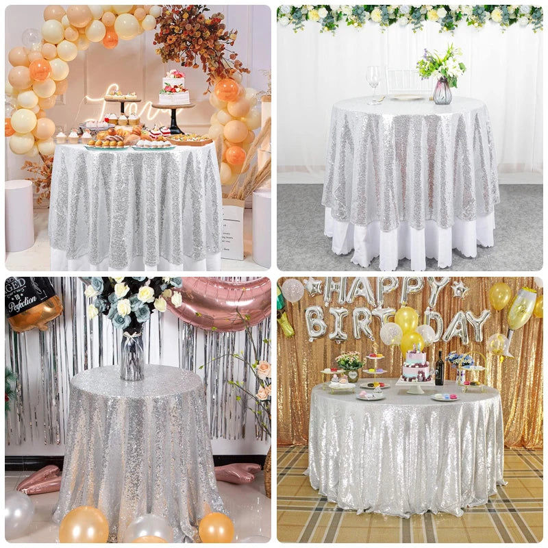 180cm Round Sequin Tablecloth  for Wedding Banquet Wedding Birthday Christmas Party Table Decoration Sequin dining table decorat