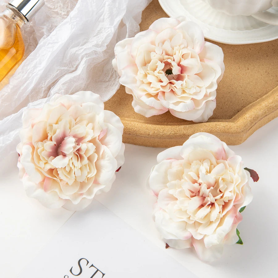 5/10Pcs Silk Dahlias Artificial Flower Home Decor Wedding Diy Rose Arch Christmas Garland Material Fake Peony Bridal Accessories