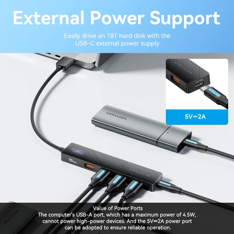 Vention Usb Hub 4 Port ABS Hub USB 3.2 10gbps for Laptop Multi