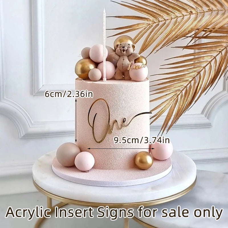 Acrylic Boy Girl Baby One Happy Birthday Cake Toppers Gold Baby 1st Birthday Cake Topper for Kids Birthday Party Cake Decoration