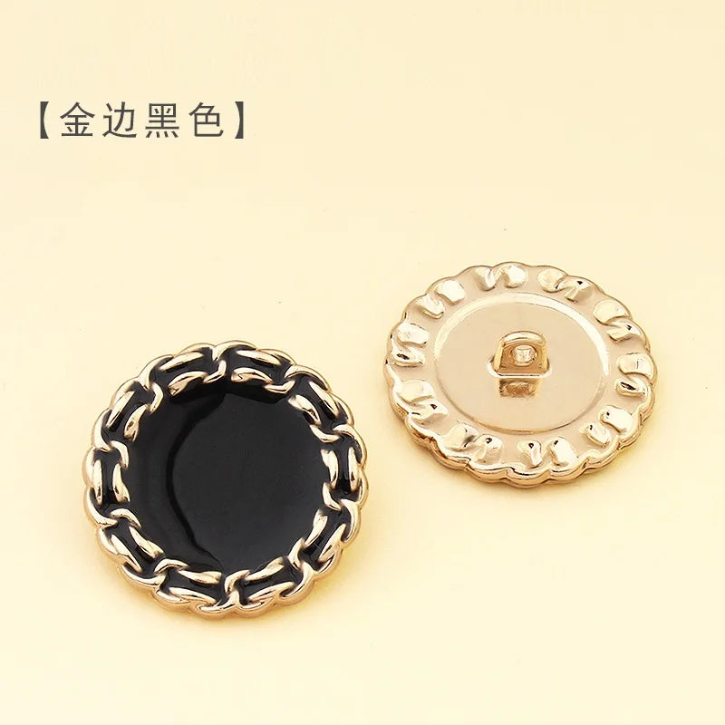 10PCS High-end buckle tweed coat suit suit pyjamas white black exquisite fashion decorative top coat button accessories