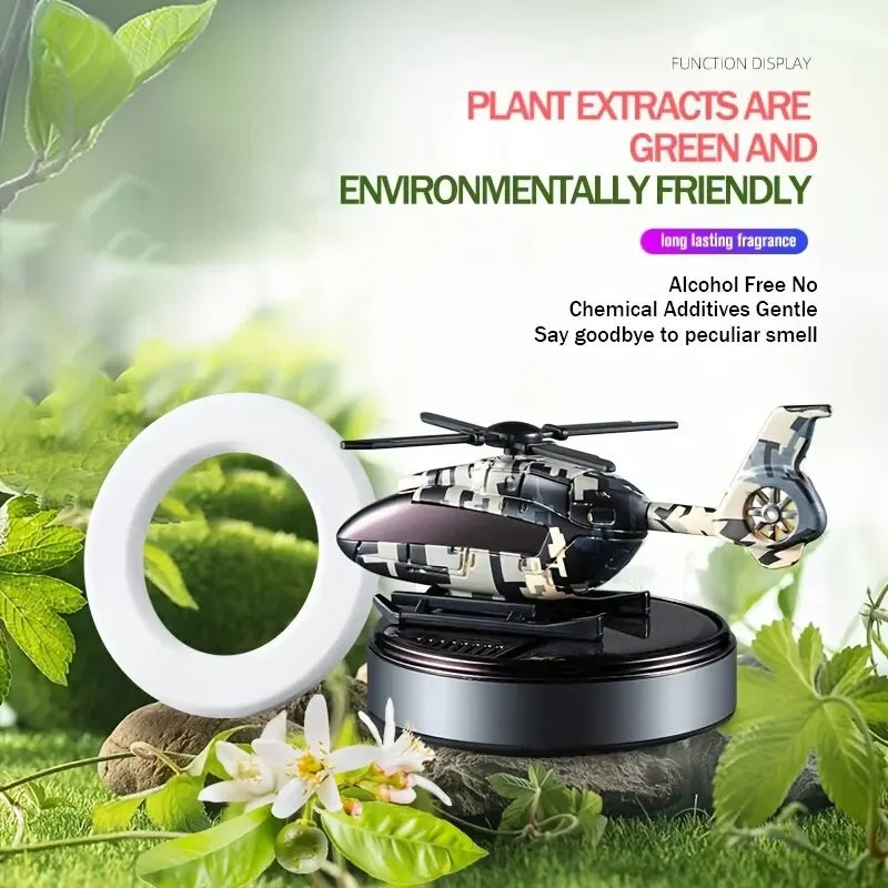 Solar Power Helicopter Air Freshener for Vehicle Home Decor