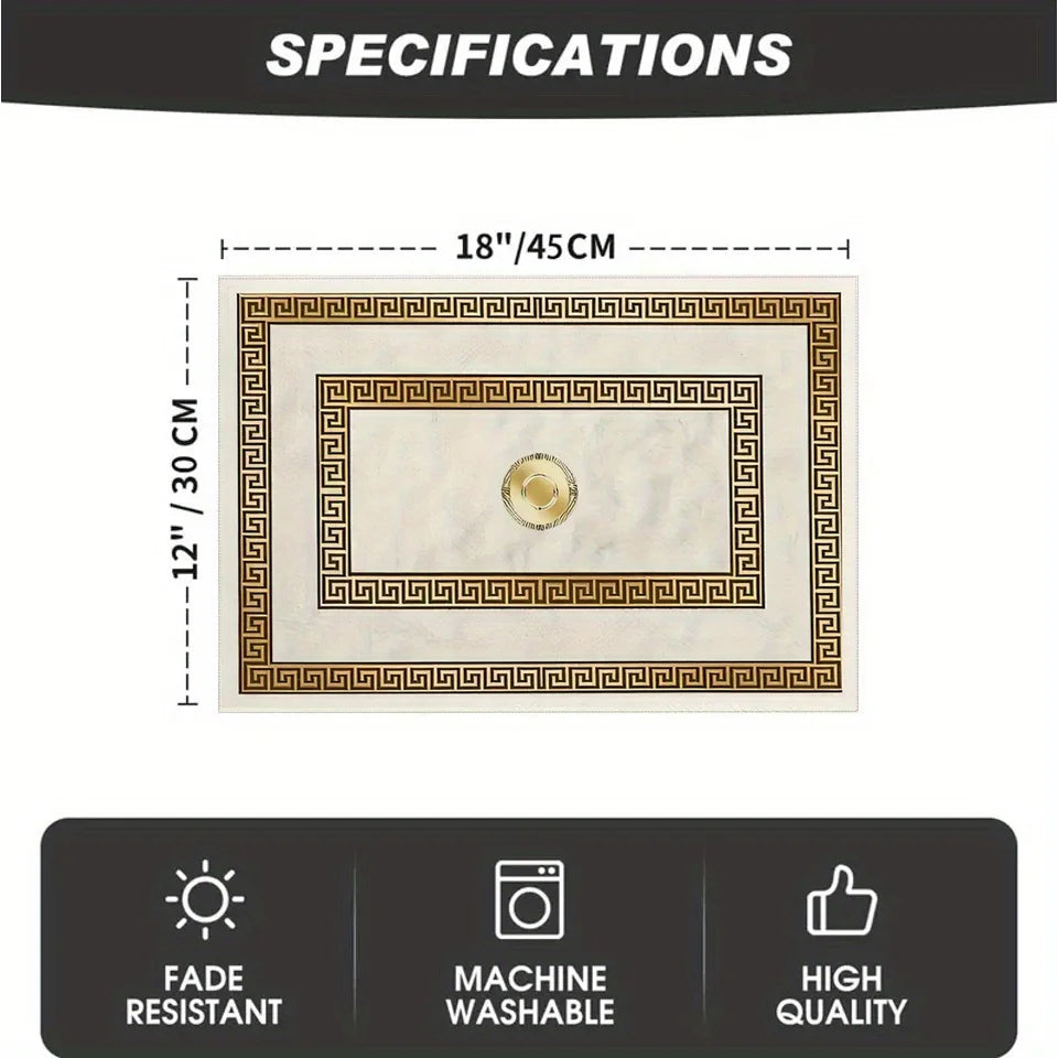 Gold Geometric Linen Placemats, Non-Slip