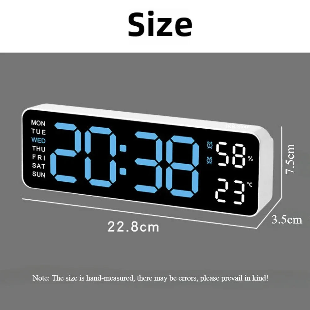 Hot 9 Inch Large Digital Wall Clock USB Powered TEMP Humidity Week Auto Dimmer DST Table Clock 12/24H Electronic LED Alarm Clock