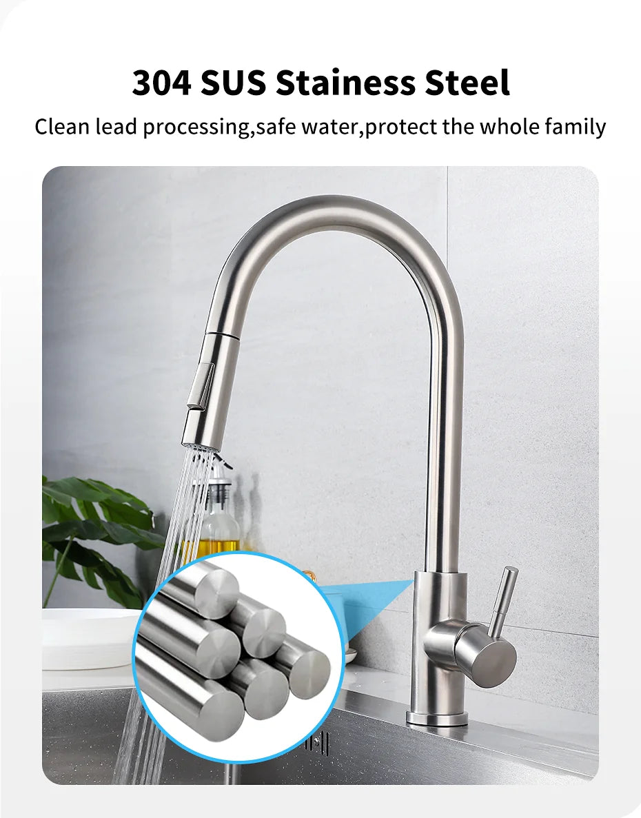 Black Smart Touch Kitchen Faucet Crane For Sensor Kitchen Water Tap Sink Mixer Rotate Touch Faucet Sensor Water Mixer 1015