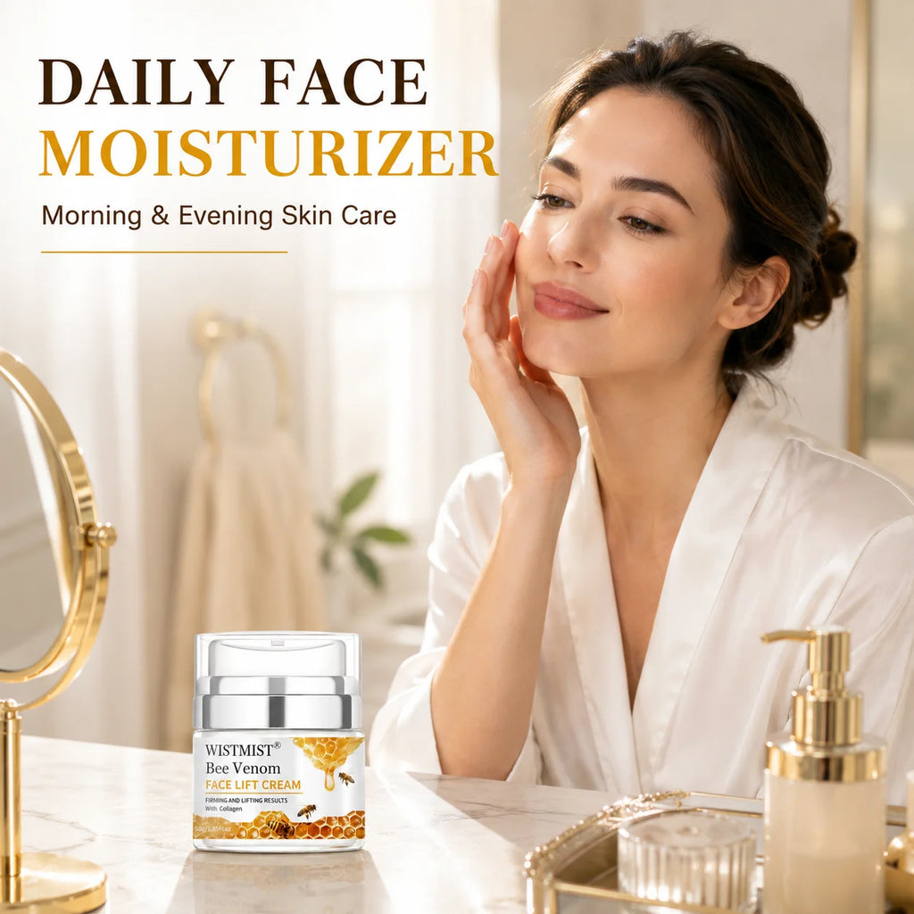 WISTMIST Bee Venom Face Cream, Firming & Lifting Facial Moisturizer with Collagen, Hydrating Anti Aging Skin Care Cream for Fine Lines, Wrinkles & Elasticity, Nourishing Day Night Face Moisturizer for Women Men, 50g