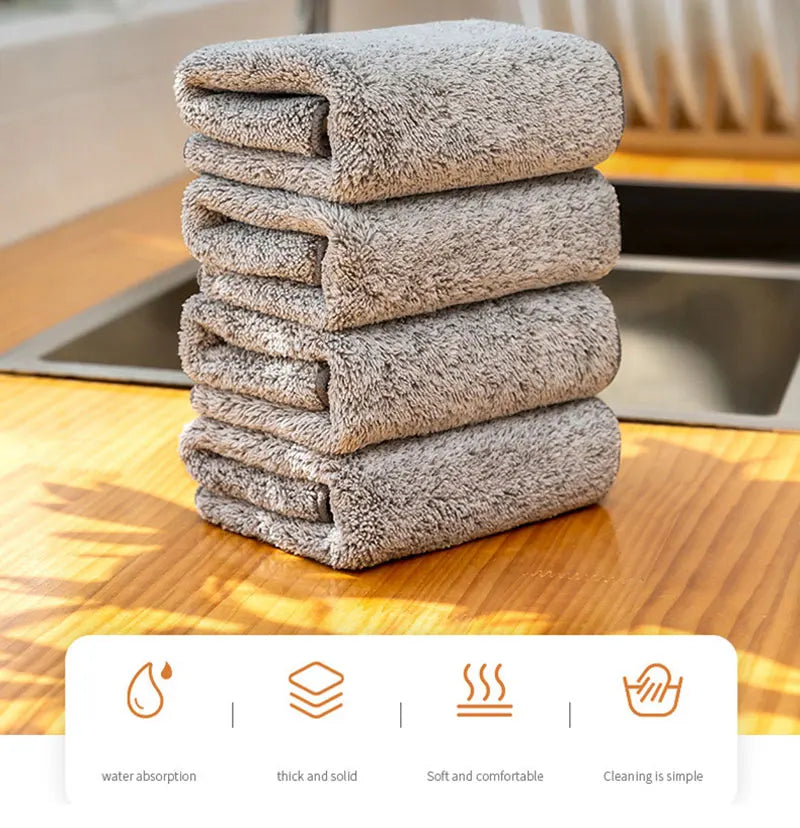 Microfiber Kitchen Towel Set Bamboo Fier Towels for Kitchen Napkin Soft Dish Cloth Absorbent Cleaning Cloth Rags1/2/4/5Pcs