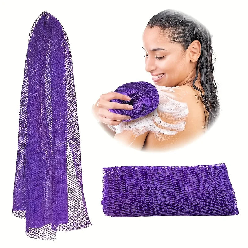 Long Nylon Scrub Towel Exfoliating Mesh African Net Bath Sponge Washcloth for Back Shower Skin Care Towel Exfoliating Body Scrub