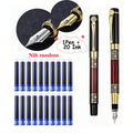 1-100Pcs/Set Retro Metal Fountain Pen Replaceable Ink Elegant Gift