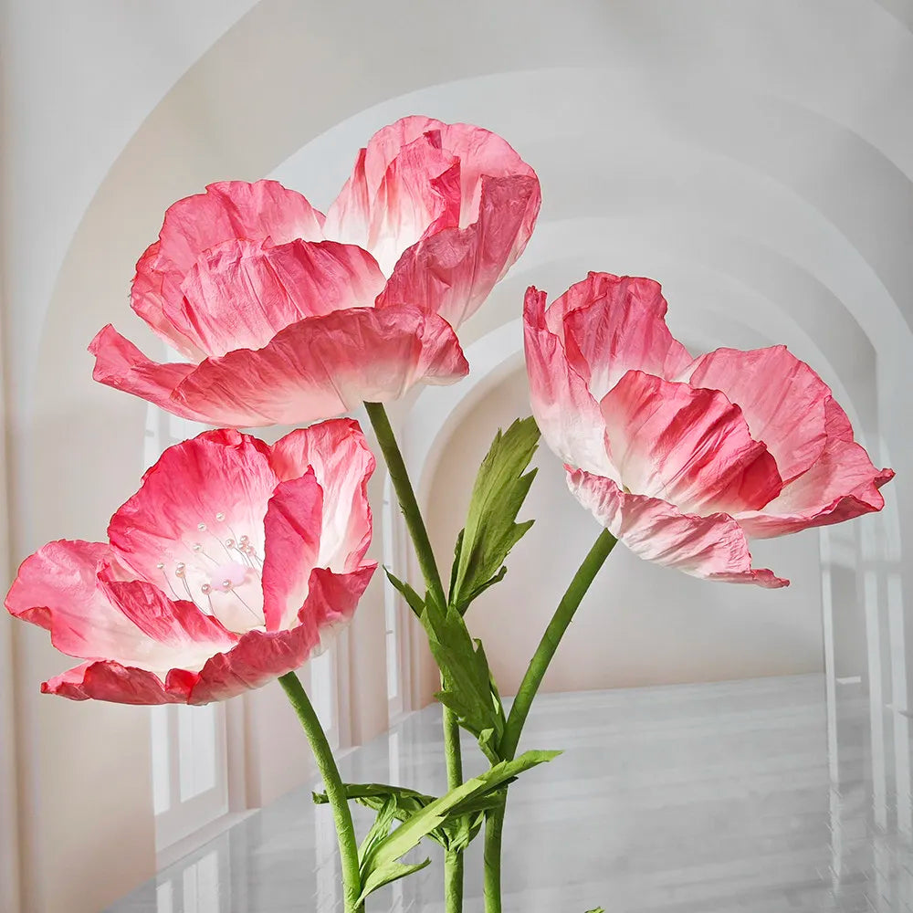 Wedding Props Artificial Giant Poppy Paper Flower Wedding Road Guide Floral Birthday Party Backdrop Decor Stage Window Display