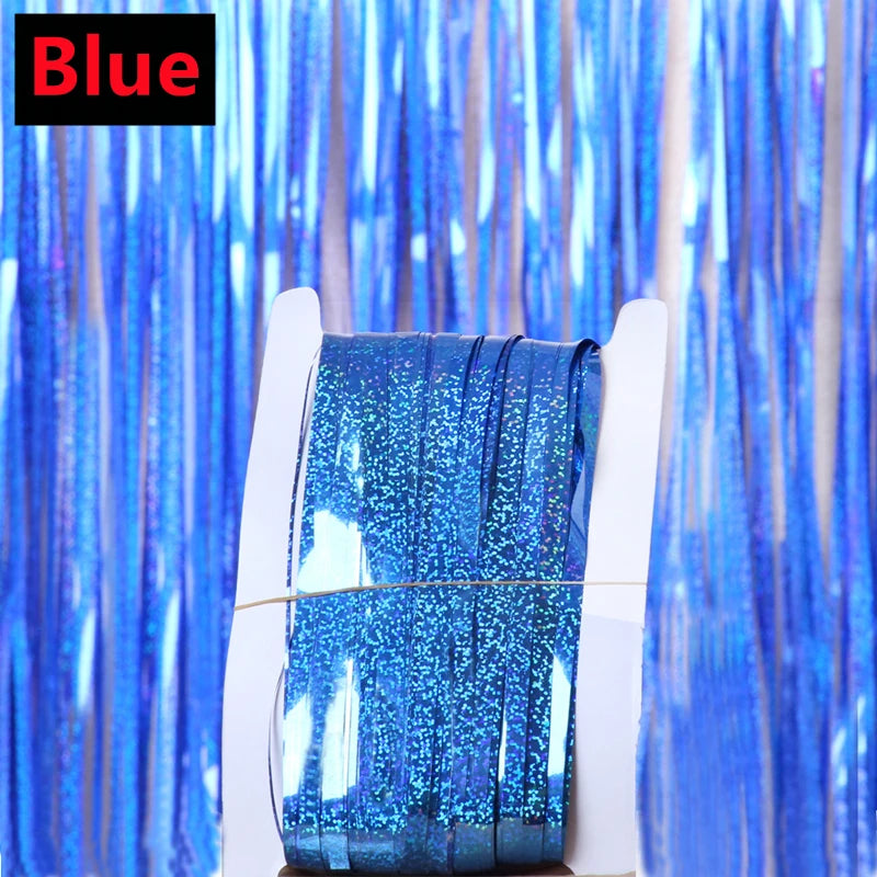 1pack Party Backdrop Curtains Glitter Gold Tinsel Fringe Foil