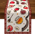 Rosh Hashanah Linen Table Runners Pomegranate Honey Shofar Horn Dresser Scarf Table Decor Festivals Wedding Home Party Decor