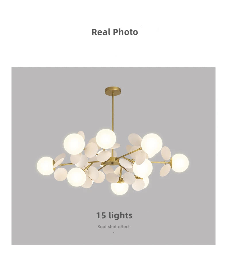 Modern Chandelier Grape Design Glass Pendant Light Indoor LED Nordic Light For Living Room Dining Hall Hotel Kitchen Island Lamp