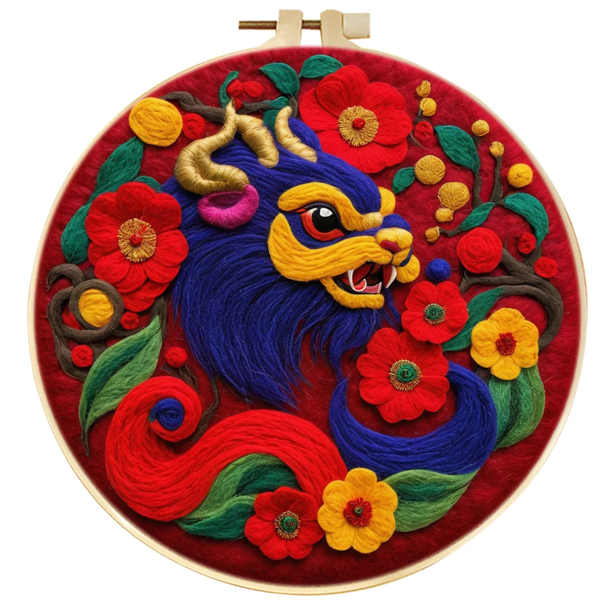 CHENISTORY the Spring Festival Wool Felting Painting Painting With Frame Kit For Beginner Handmade Felt Needles, Foam Pad,Cloth