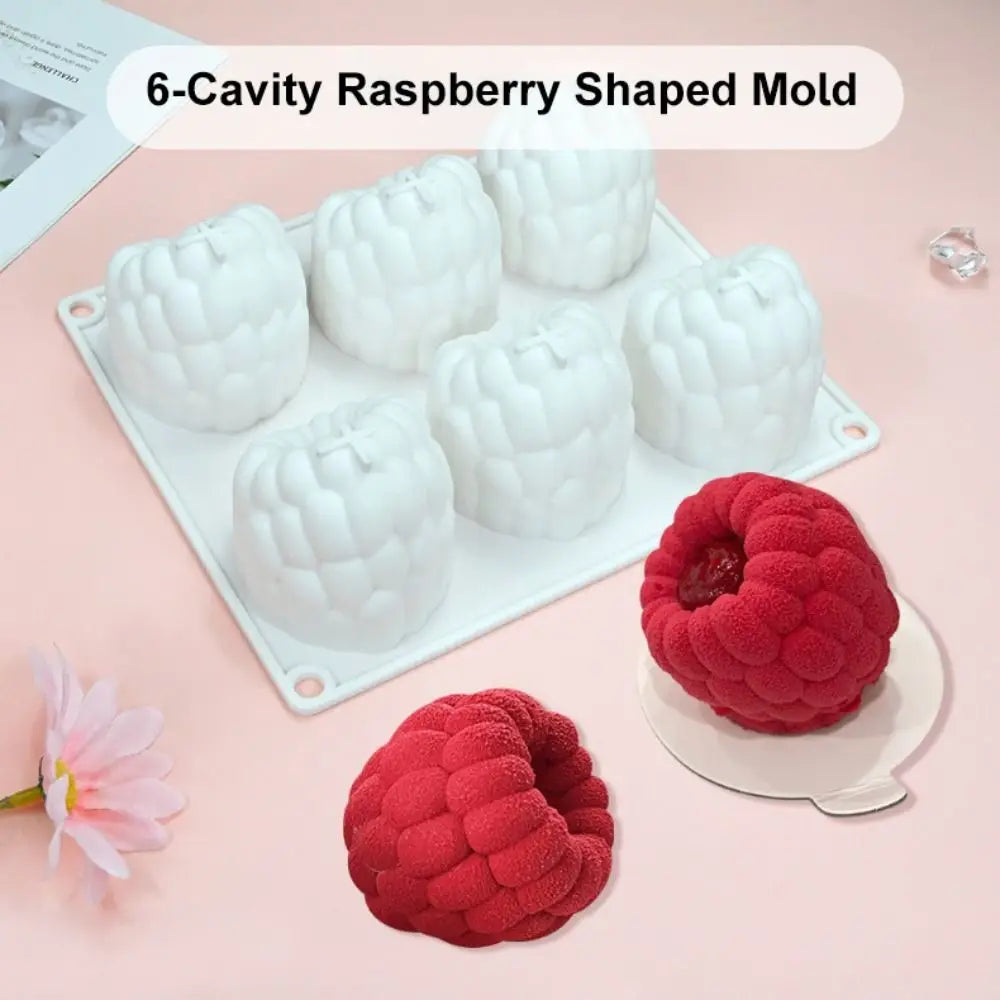 Food-Grade Silicone Raspberry Shaped Mold Fruit Design Reusable 6-Cavity Baking Mold Heat-Resistant BPA-Free