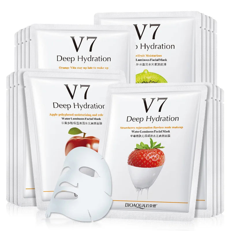 20Pcs Face Mask Sets Fresh Fruit Face Care Sheet Masks Hydrating Anti-aging Oil Control Acne Treatment Facial Mask Skin Care Set