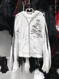 Y2k Spicy Girl Contrasting Striped Skeleton Raccoon Embroidered Hooded Sweatshirt Hip-hop Punk Style Autumn Pendant Loose Jacket