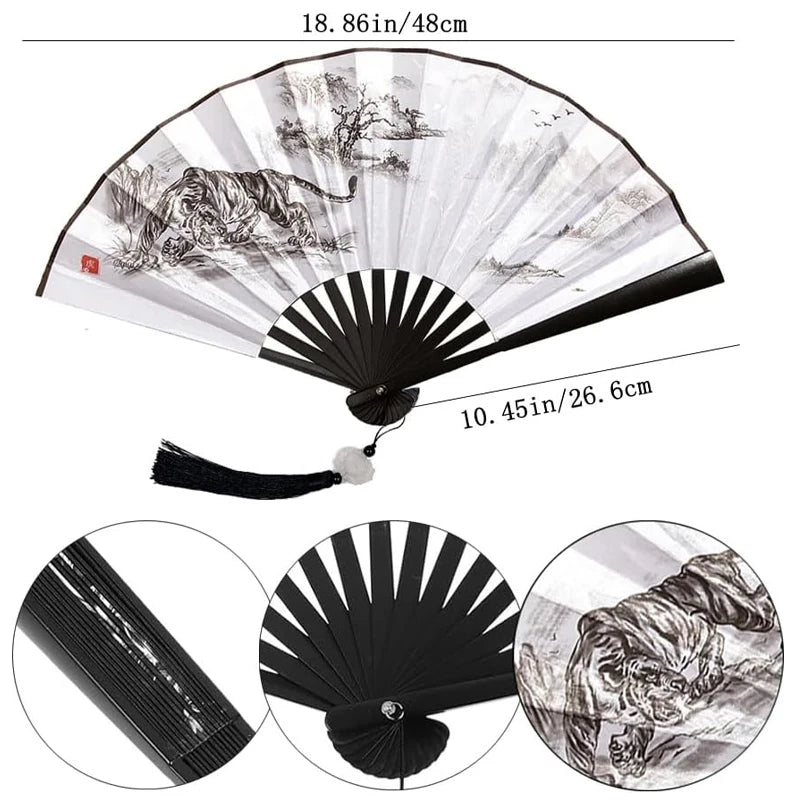 With Tassel Art Craft Style Foldable Hand Fan Portable Folding Fan Wedding Party Photo Props Guest Gifts Home Decor Craft