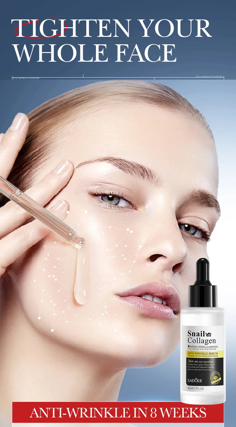 Snail Face Serum Anti-aging Wrinkle Removal Collagen Essence Facial Whitening Moisturizing Serum Firming Lifting Skin Care 50ML