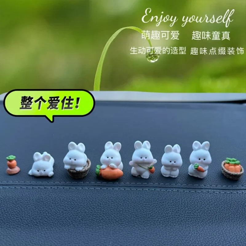Car Interior Ornaments Mini Duck Bunny Chicks Figurines For Dashboard Rearview Mirror Fairy Garden Home Decor Gift