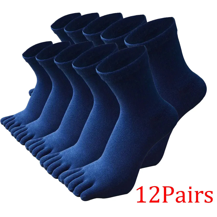12/5/1pairs Five Finger Socks Pure color Sweat Absorbing Mid Tube Split Toe Socks Toes Socks Sports Tab Socks for Men and Women