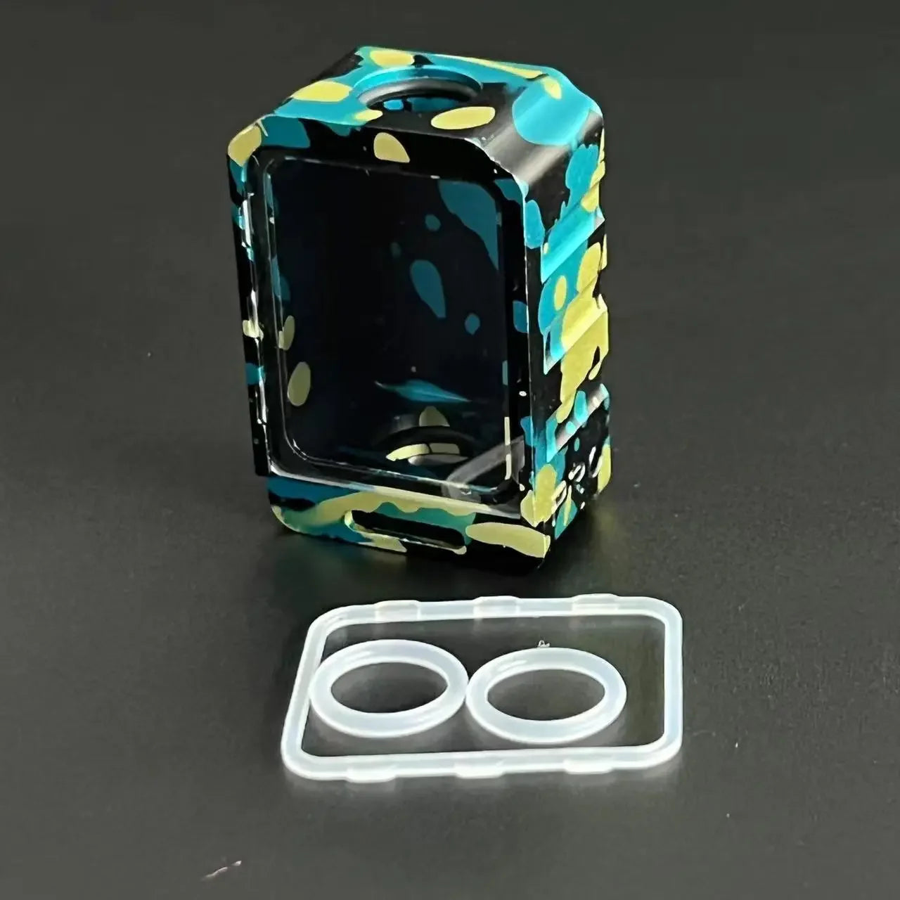 Colorful Aluminum/Acrylic 39mmx26mmx16.5mm Desk Organizer Box BORO with Glass Cover Billet Storage O Rings Holders Accessories