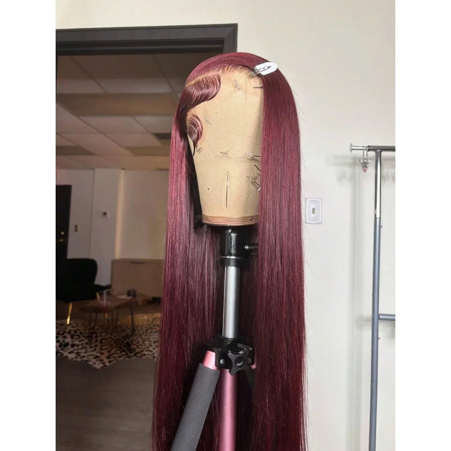 200% 99J Burgundy Lace Frontal Wig 13x4 Straight Lace