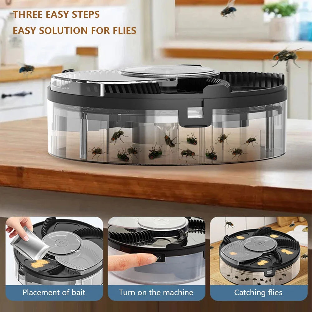 Pest Catcher Device Household Automatic Flycatcher USB Rechargeable Home Kitchen Flytrap Quiet Removable Indoor Insect Reject