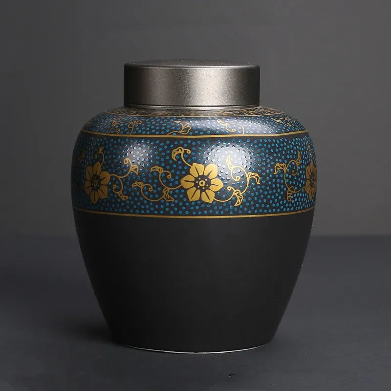 Black Urns for Ceramics Ashes Sealed Cremation Funeral Keepsake Human Pet Memorial Suitable Home Fireplaces Burial Ash Urn