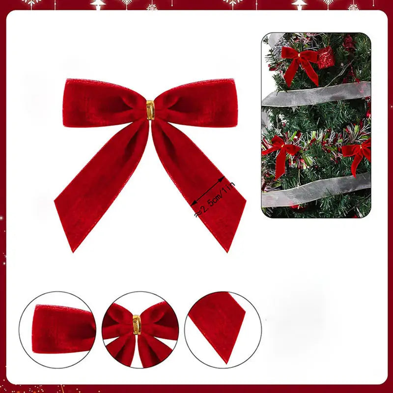 10/20Pcs Velvet Bows For Christmas Tree Decor Wreath Garland Velvet Bow With Twist Tie Christmas Velvet Bows Christmas Holiday