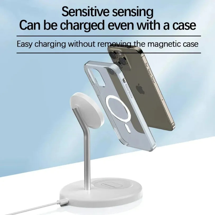 Upgraded Magnetic 2 in 1 Wireless Charger Stand For iPhone 16-12 Pro Max AirPod Pro Fast Phone Charging Station Holder