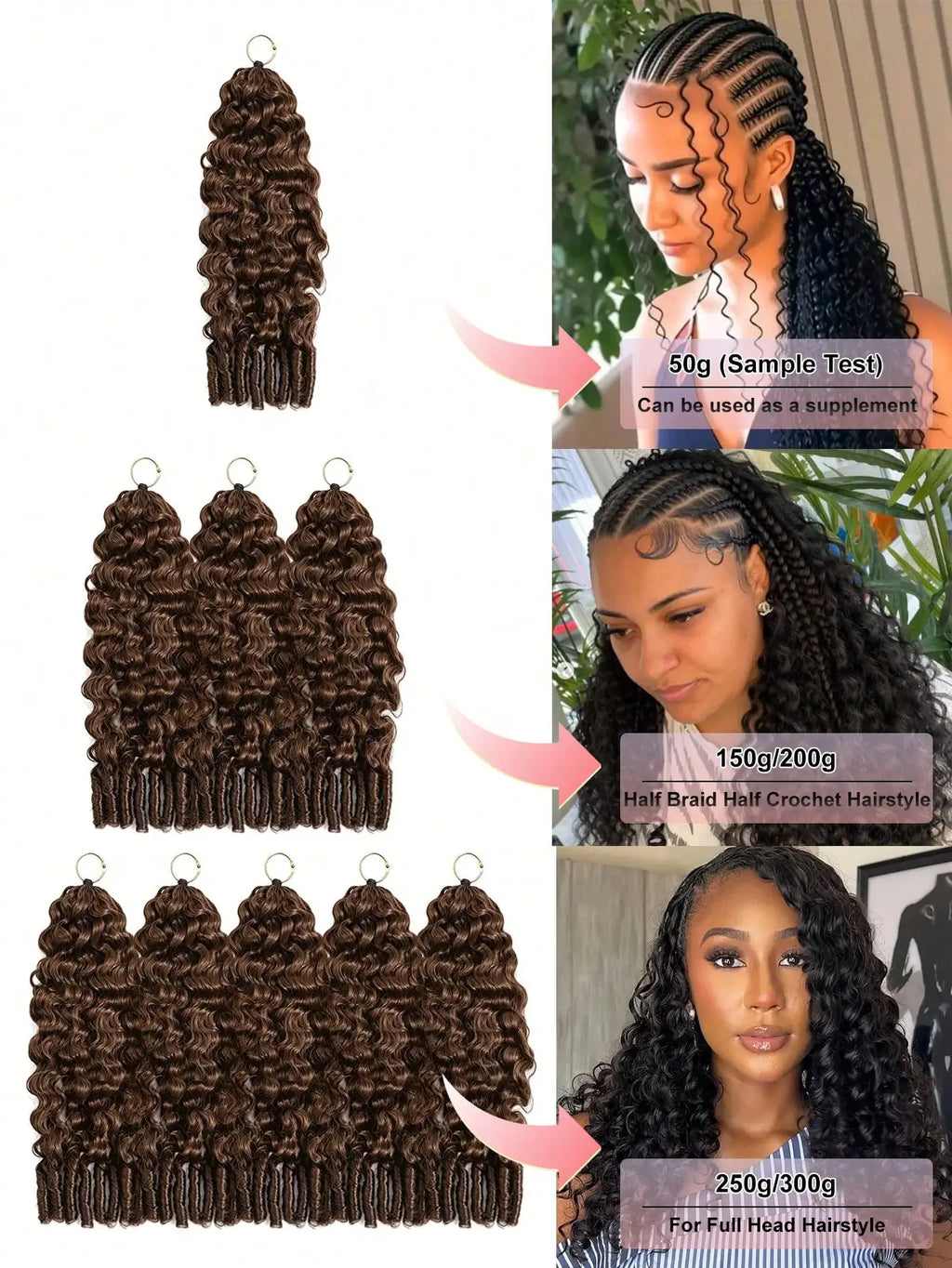 30 Inch Chocolate Brown Burmese Curly Human Hair Knotless Crochet
