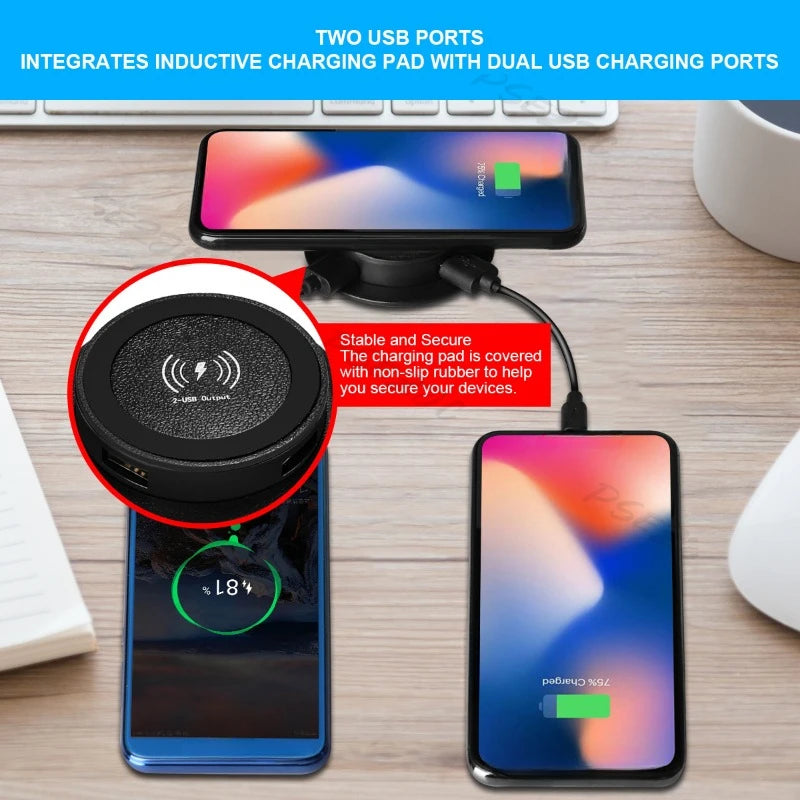 Three in One Multifunctional Hidden USB Bedside Table Sofa Armrest Desktop Office Furniture Embedded Wireless Charger