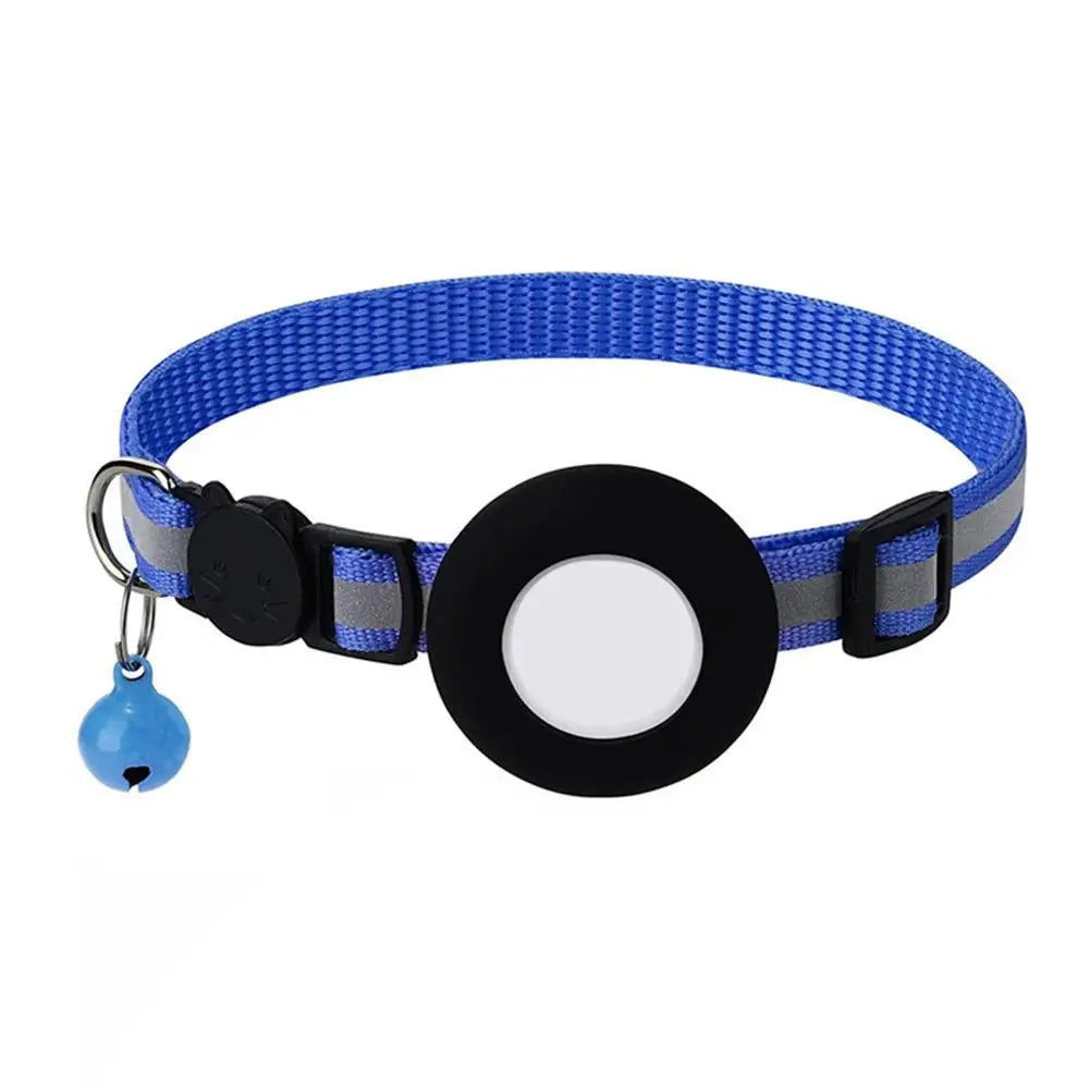 Pet Cat GPS Protective Sleeve With Bell Cute Reflective Cat Collar Address Night Tracking Cover Anti-Lost Cat Necklace