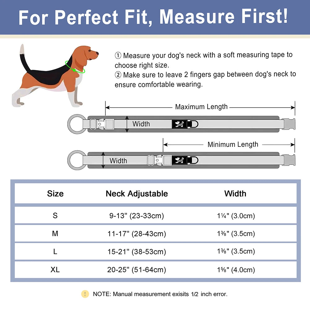 Soft Padded Dog Collar Durable Nylon Dog Collars Necklace Adjustable Pet Necklaces for Small Medium Large Dogs French Bulldog