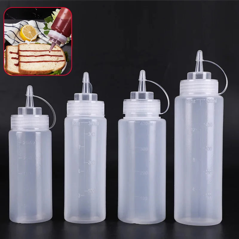 Large Squeeze  Condiment Squeeze Bottles Hot Sauces Olive Oil Bottles Ketchup Mustard Dispensers Kitchen Accessories Gadgets