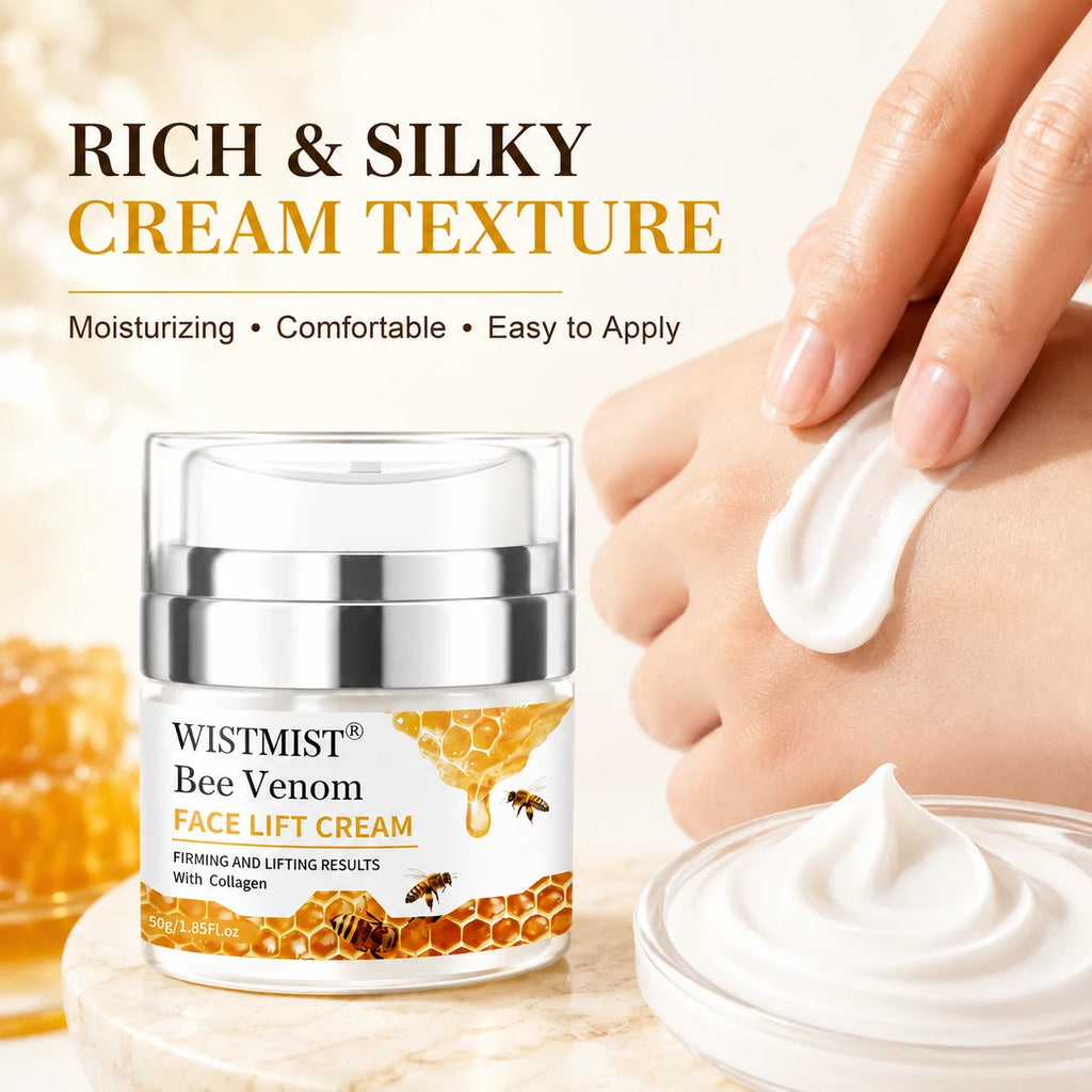 WISTMIST Bee Venom Face Cream, Firming & Lifting Facial Moisturizer with Collagen, Hydrating Anti Aging Skin Care Cream for Fine Lines, Wrinkles & Elasticity, Nourishing Day Night Face Moisturizer for Women Men, 50g