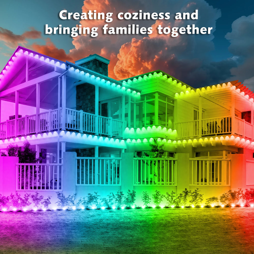 Permanent Outdoor LED Lights 200FT RGB IP67 Waterproof Eaves