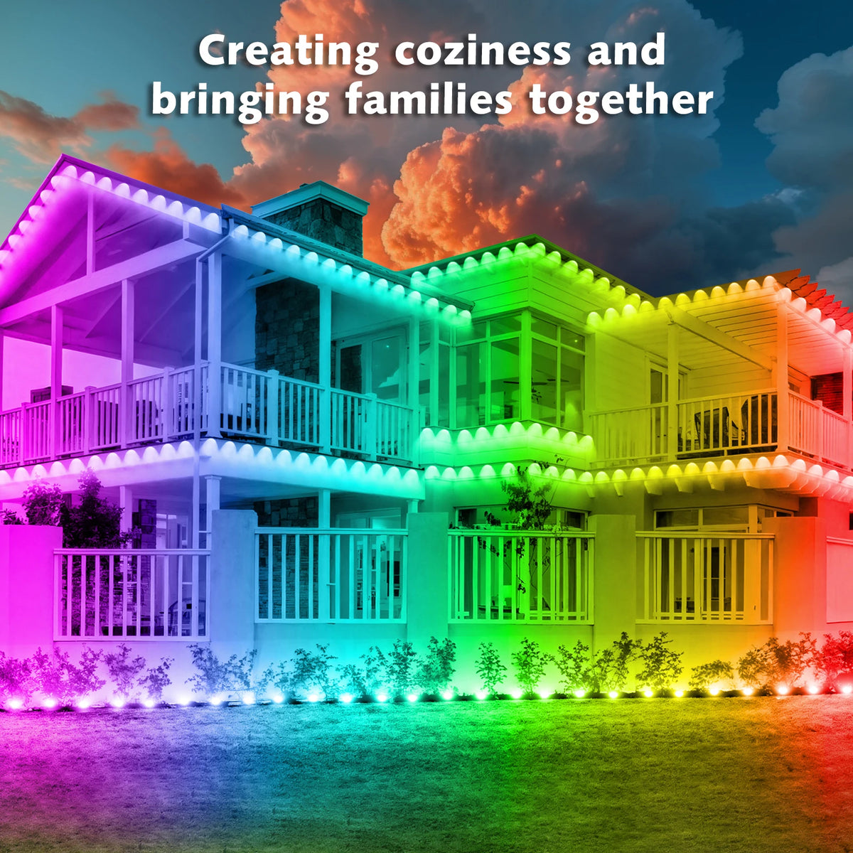 Permanent Outdoor LED Lights 200FT RGB IP67 Waterproof Eaves