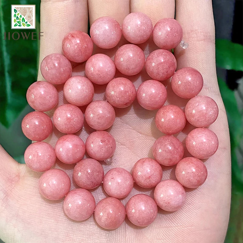Smooth Light Pink Rose Chalcedony Jasper Beads Natural Stone
